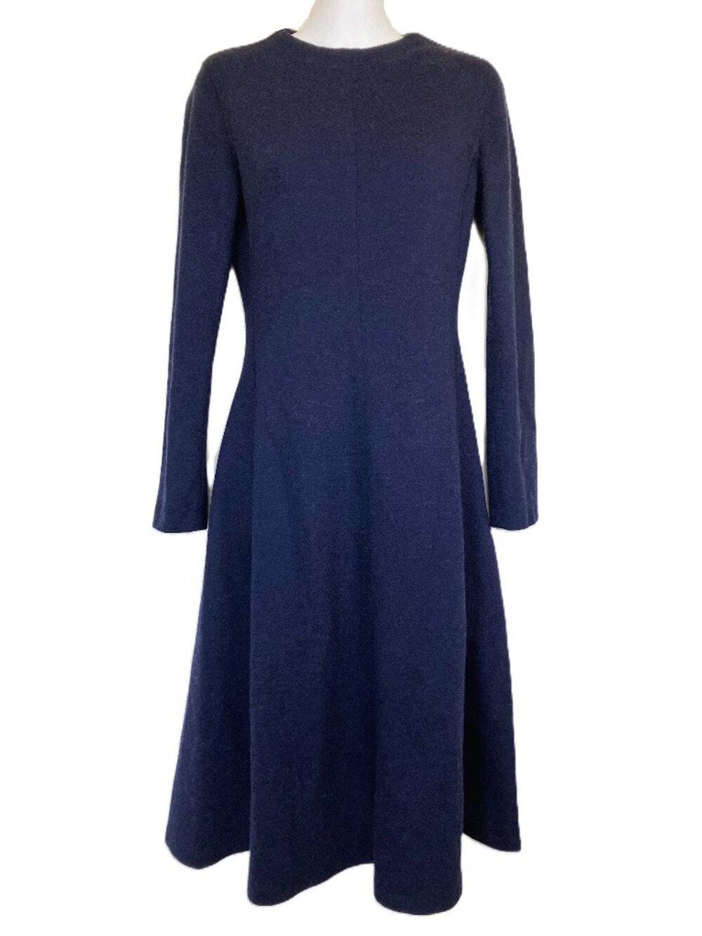 Uniqlo Long Sleeve Midi Dress Navy Blue Wool Blend Round Neck Women's Small